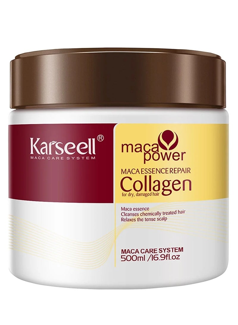 Collagen Hair Treatment Deep Repair Conditioning Argan Oil Collagen Hair Mask Essence for Dry Damaged Hair All Hair Types 16.90 oz 500ml